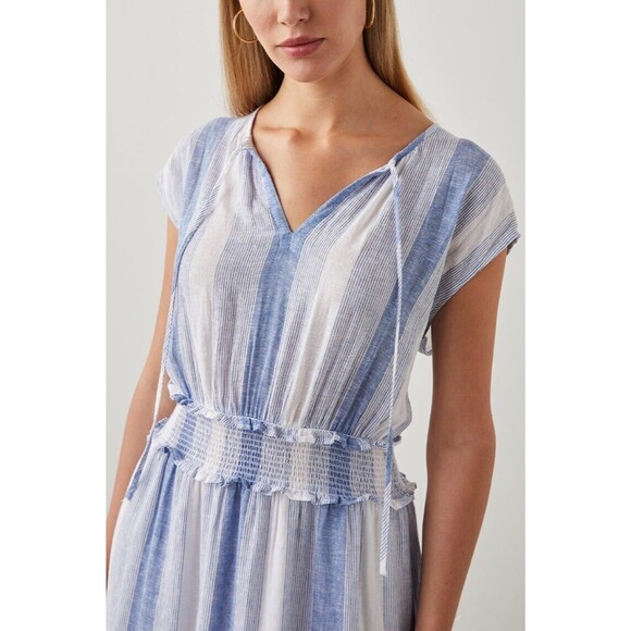 Rails Ashlyn Midi Dress Sz S Blue White Stripe Flowy Feminine Ethereal Cottage‎ - Picture 3 of 10